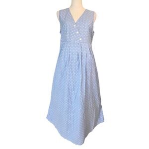 Oh! Mamma Maternity Dress Women M Blue Like New Polka Dot Cotton Sleeveless Midi